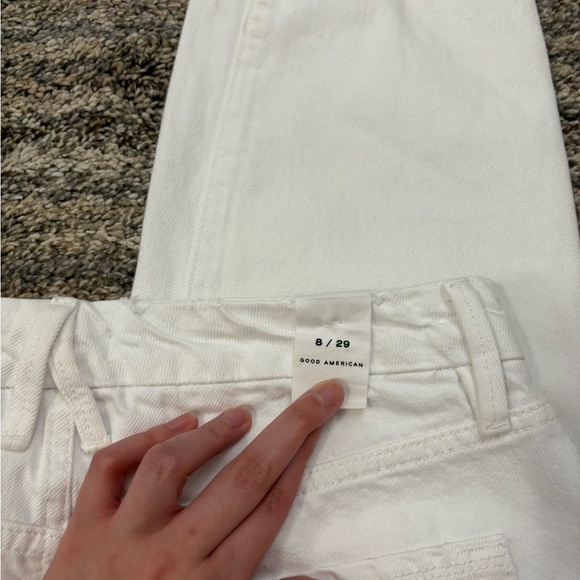 Good American Cropped Boyfriend Jeans Sz 8/29 NWT | Good American White Jeans - Picture 8 of 16